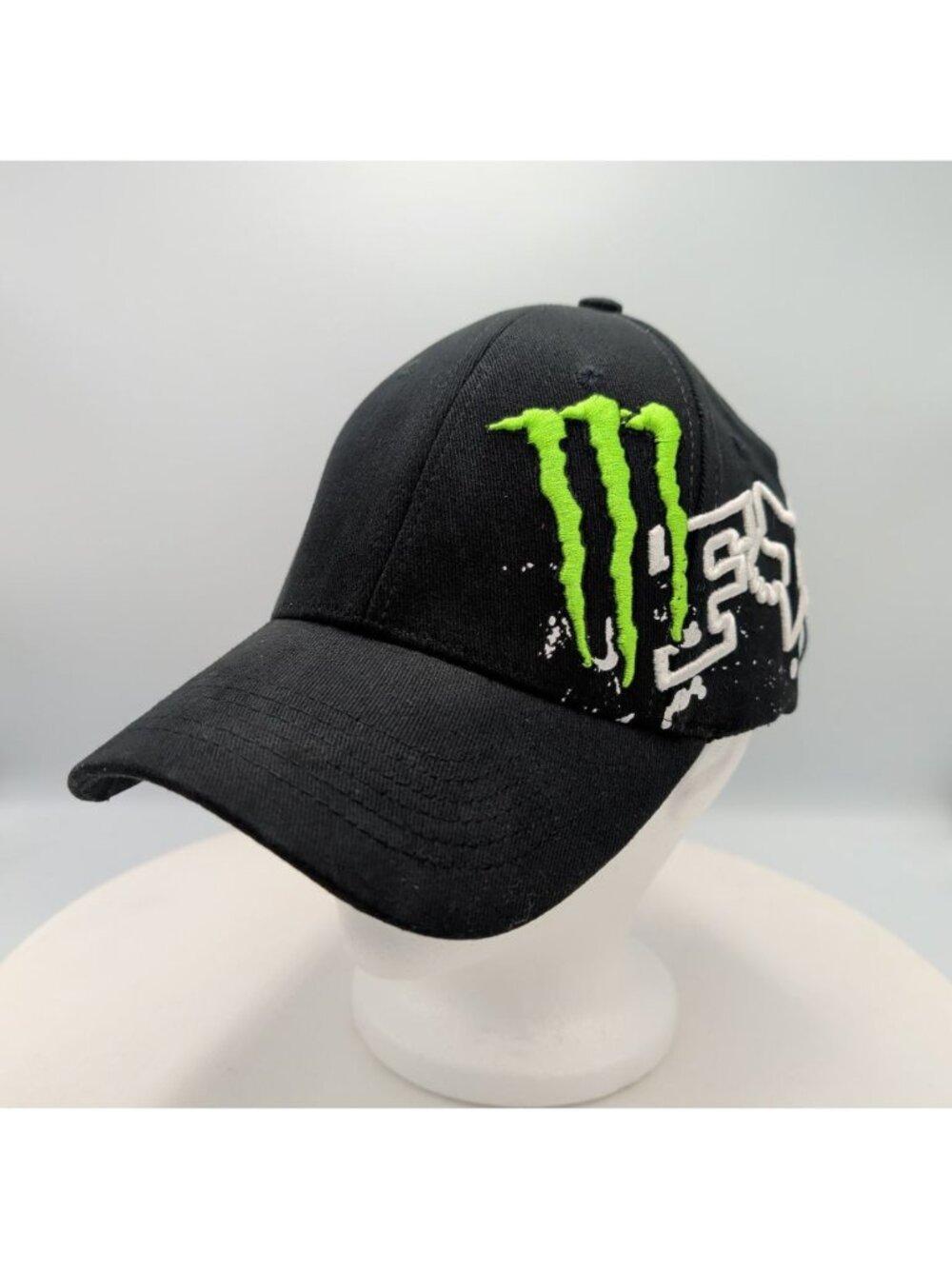 Fox Racing Monster Energy Hat One Size Fit all Black Flexfit Motocross Punk Y2K
